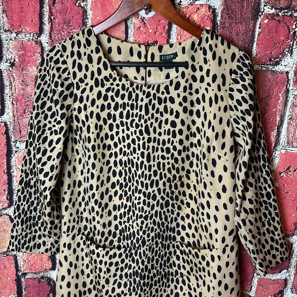 J.CREW Jules Dress in Wildcat Leopard Animal Print Tan Shift Style Size 2